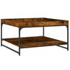 vidaXL Маса за кафе, опушен дъб, 80x80x45 см, инженерно дърво и желязо