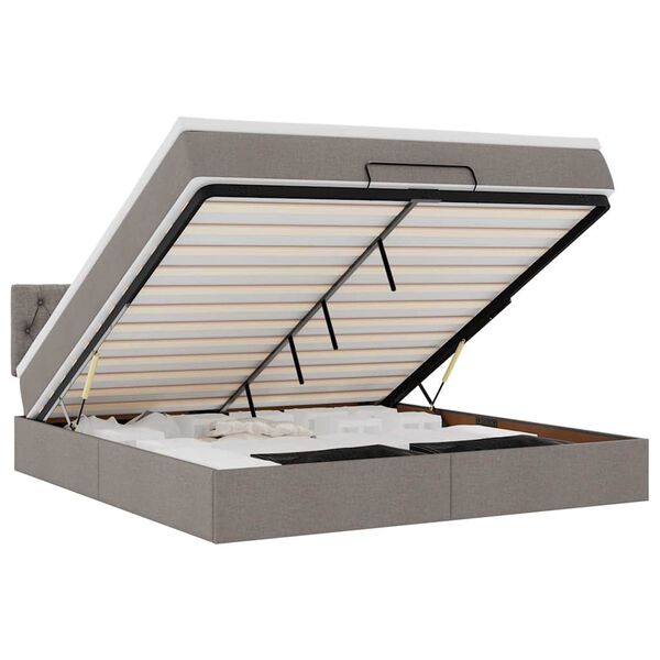 vidaXL Османска легло с матрак и LED, таупе, 180x200 см, плат