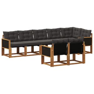 vidaXL Комплект дивани за открито 8 pcs Естествено и черно