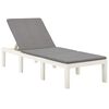vidaXL Шезлонг с шалте, пластмаса, бял