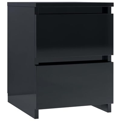 vidaXL Нощни шкафчета, 2 бр, черен силен гланц, 30x30x40 см, ПДЧ