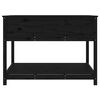 vidaXL Плантер с рафт, черен, 111,5x111,5x81 см, борово дърво масив