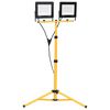 vidaXL LED прожектор със статив, 2x100 W, топло бяло
