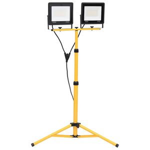 vidaXL LED прожектор със статив, 2x100 W, топло бяло