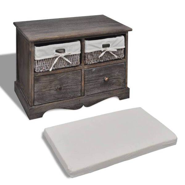 vidaXL Пейка за съхранение, кафява, 62x33x42 см, дърво от пауловния