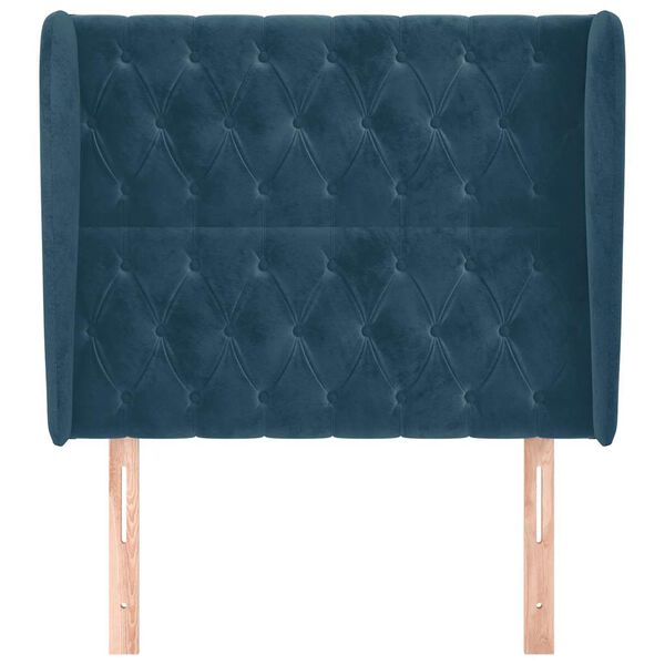 vidaXL Горна табла за легло с уши, тъмносиня, 103x23x118/128 см,кадифе