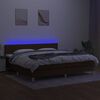 vidaXL Боксспринг легло с матрак и LED, тъмнокафяво, 200x200 см, плат