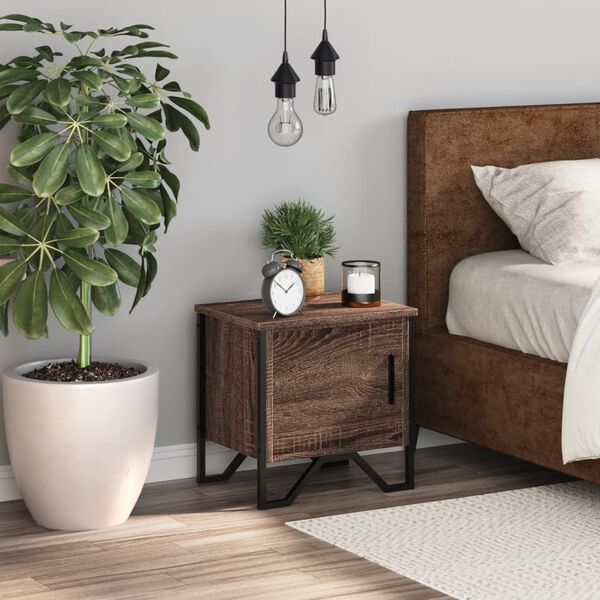 vidaXL Нощно шкафче, кафяв дъб, 40x30x40 см, инженерно дърво