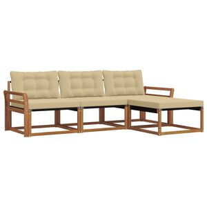 vidaXL Комплект дивани за открито 4 pcs Натурален и Бежов