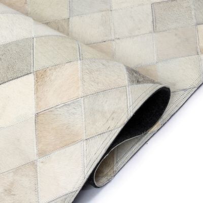 vidaXL Пачуърк килим от кожа, 160x230 см, диамантено сиво