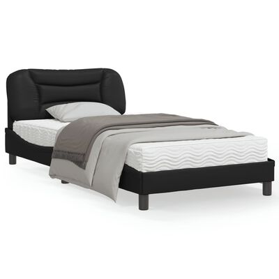 vidaXL Рамка за легло с табла, черна, 100x200 см, изкуствена кожа