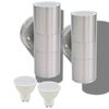 vidaXL Външни LED лампи, 2бр, неръждаема стомана, насочени горе/долу