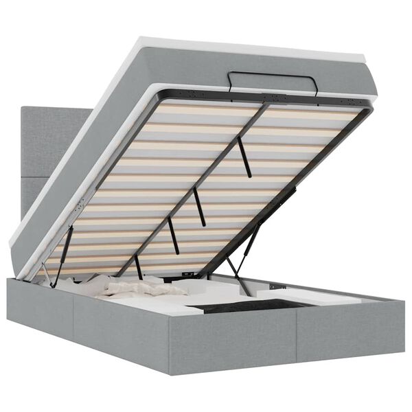 vidaXL Османска легло с матрак и LED, светлосиво, 120x190 см, плат