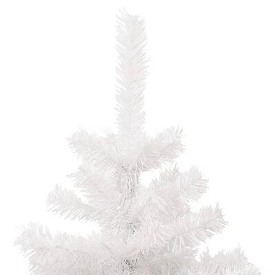 vidaXL Усукана осветена коледна елха със саксия, бяла, 120 см, PVC