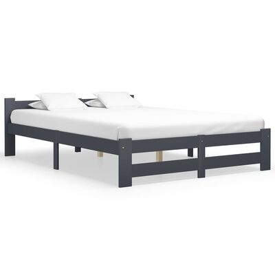 vidaXL Рамка за легло, тъмносива, бор масив, 180x200 см