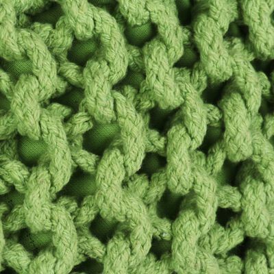vidaXL Ръчно плетен пуф, памук, 50x35 см, зелен