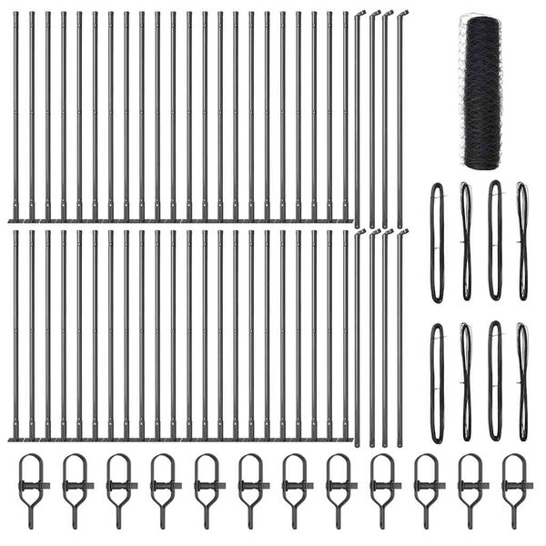 vidaXL Стълб за ограда. Сив 100 x 0,4 м (36 мм мрежа) Стомана и PVC