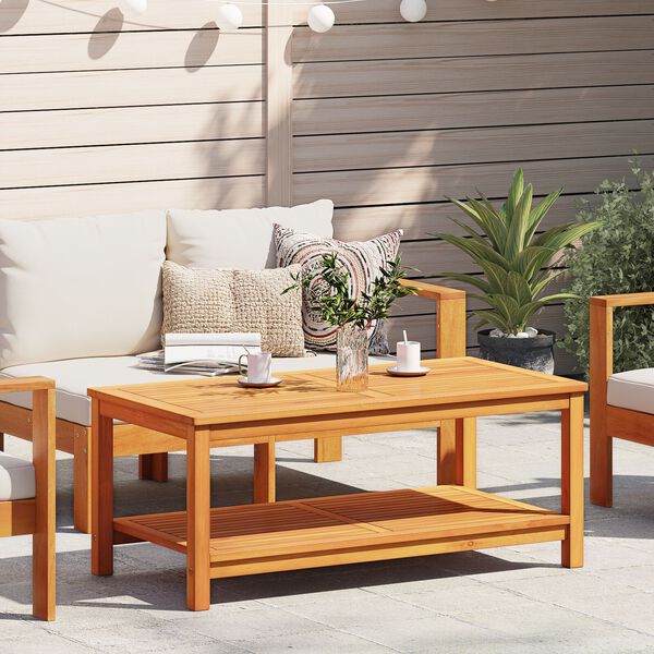 vidaXL Странична маса Кафяво 110 x 55 x 45 cm Солидно акациево дърво