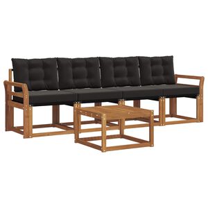 vidaXL Комплект дивани за открито 5 pcs Естествено и черно