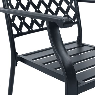 vidaXL Градински столове, 4 бр, мрежест дизайн, черни, стомана