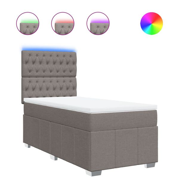 vidaXL Боксспринг легло с матрак, таупе, 80x200 см, плат