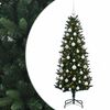 vidaXL Изкуствена коледна елха с топки 120 см 150 LED светодиода