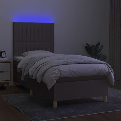 vidaXL Боксспринг легло с матрак и LED, таупе, 80x200 см, плат