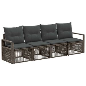 vidaXL Градински Софа Комплект 4 pcs Сиво полиратан
