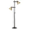 vidaXL Подова лампа с 2 абажура, месинг, E27, чугун