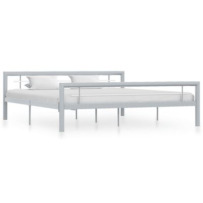vidaXL Рамка за легло, сиво и бяло, метал, 180x200 cм