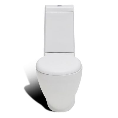vidaXL Комплект стояща тоалетна и биде, бяла, керамика