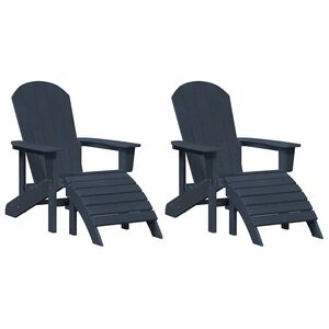 vidaXL Градински стол 2 pcs Нейви 83 x 74 x 92 см Полиетилен