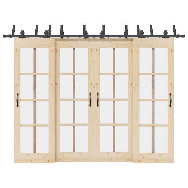 vidaXL Комплект механизъм за плъзгаща врата, 305 см, стомана, черен