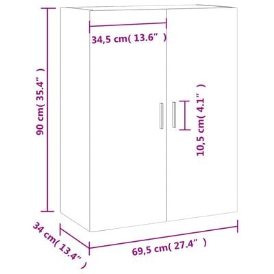 vidaXL Стенен шкаф черен 69,5x34x90 см