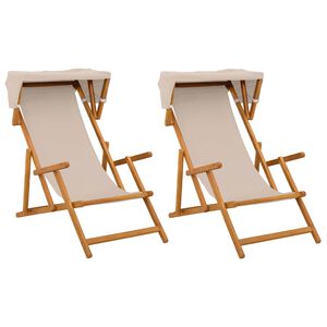 vidaXL Шезлонг 2 pcs 3 позиция Плътно евкалиптово дърво Бежово