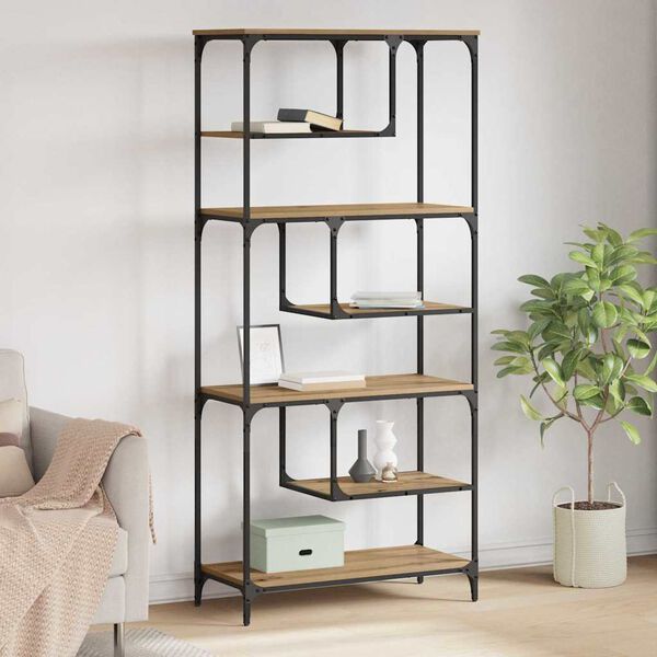 vidaXL Библиотека дъб артизан 81 x 36 x 176 см Инженерно дърво