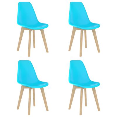 vidaXL Трапезни столове, 4 бр, сини, пластмаса