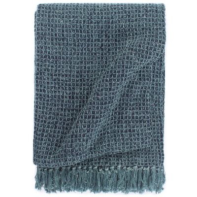 vidaXL Декоративно одеяло, памук, 220x250 см, индигово синьо