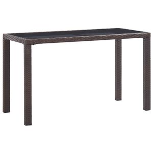 vidaXL Градинска маса, кафява, 123x60x74 cм, полиратан