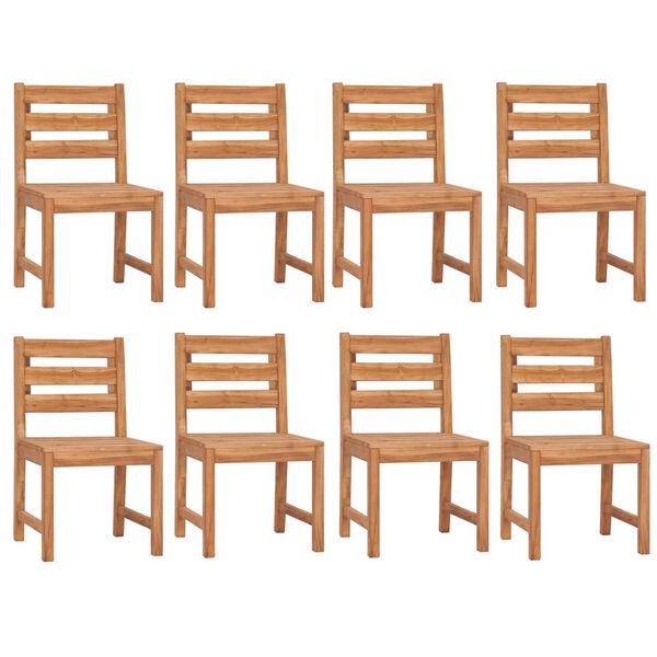 vidaXL Градински трапезен комплект, 9 части, тиково дърво масив