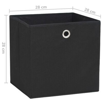 vidaXL Кутии за съхранение, 4 бр, нетъкан текстил, 28x28x28 см, черни