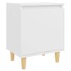 vidaXL Нощно шкафче с крака от дървен масив, бяло, 40x30x50 см