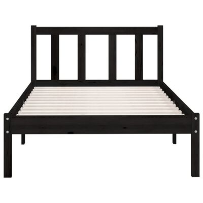 vidaXL Рамка за легло, черна, бор масив, 90x200 cм