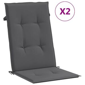 vidaXL Възглавници за стол с облегалка 2 бр антрацит 120x50x2 см плат