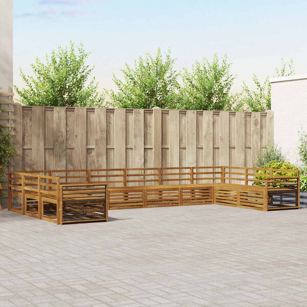 vidaXL Комплекти дивани 10 pcs Естествен Солидно акациево дърво