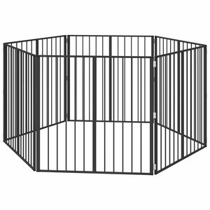 vidaXL Врата за кучета 6 pcs Черен 100 x 100 cm Галванизирана стомана