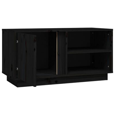 vidaXL ТВ шкаф, черен, 80x35x40,5 см, бор масив
