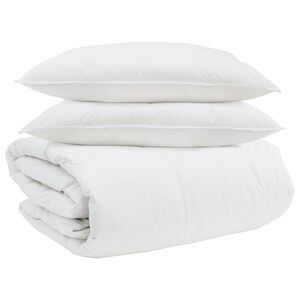 vidaXL Комплект завивки с възглавница 3 pcs Бяло Пухени пера
