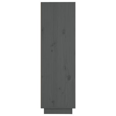 vidaXL Висок шкаф, сив, 37x34x110 см, борово дърво масив