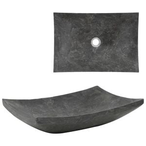 vidaXL Мивка, 50x35х12 см, мрамор, черна